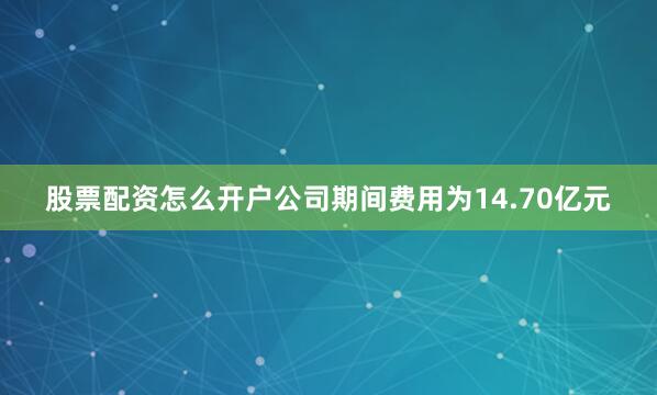 股票配资怎么开户公司期间费用为14.70亿元